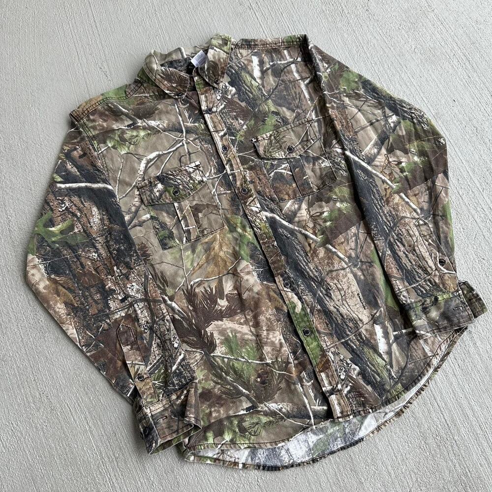 Vintage Real Tree Camouflage Button up Long Sleeve Shirt